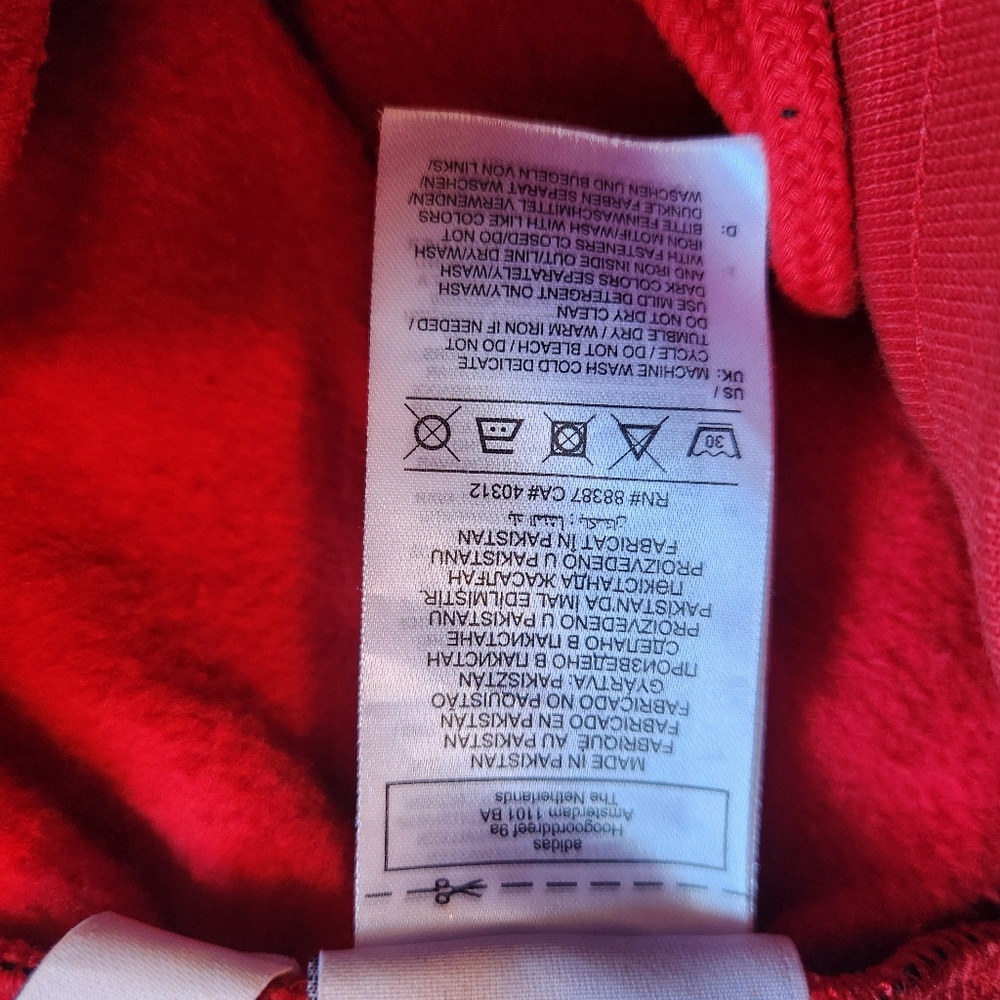 Adidas Originals 3-Stripes Joggers Red White XS Fleece Track Pants - Picture 8 of 9
